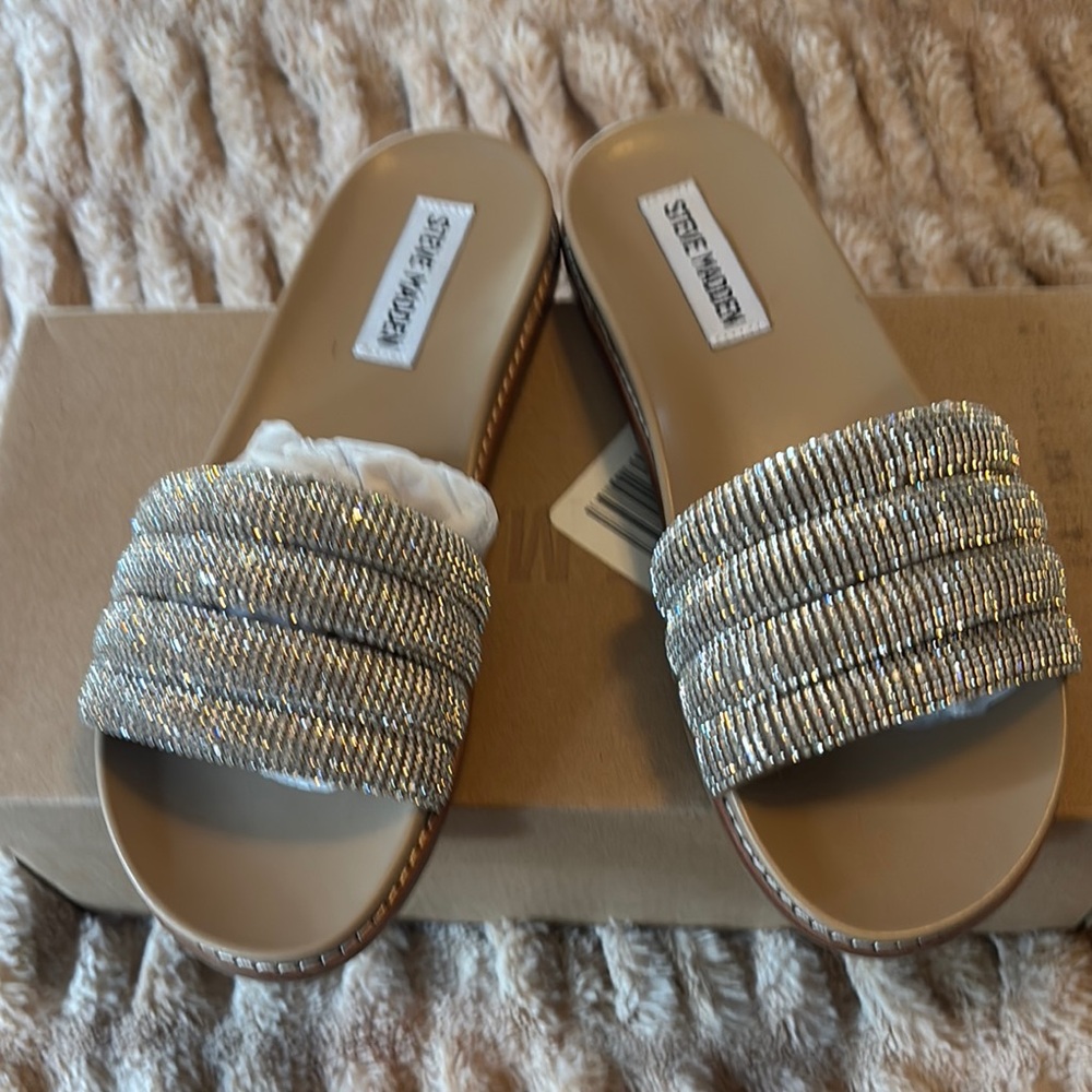 Steve Madden Drips Rhinestone Slide Sandals 6